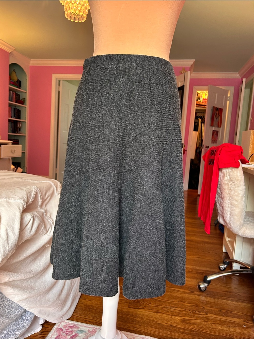 Anthropologie Charcoal Gray A-Line Wool-Blend Skirt
